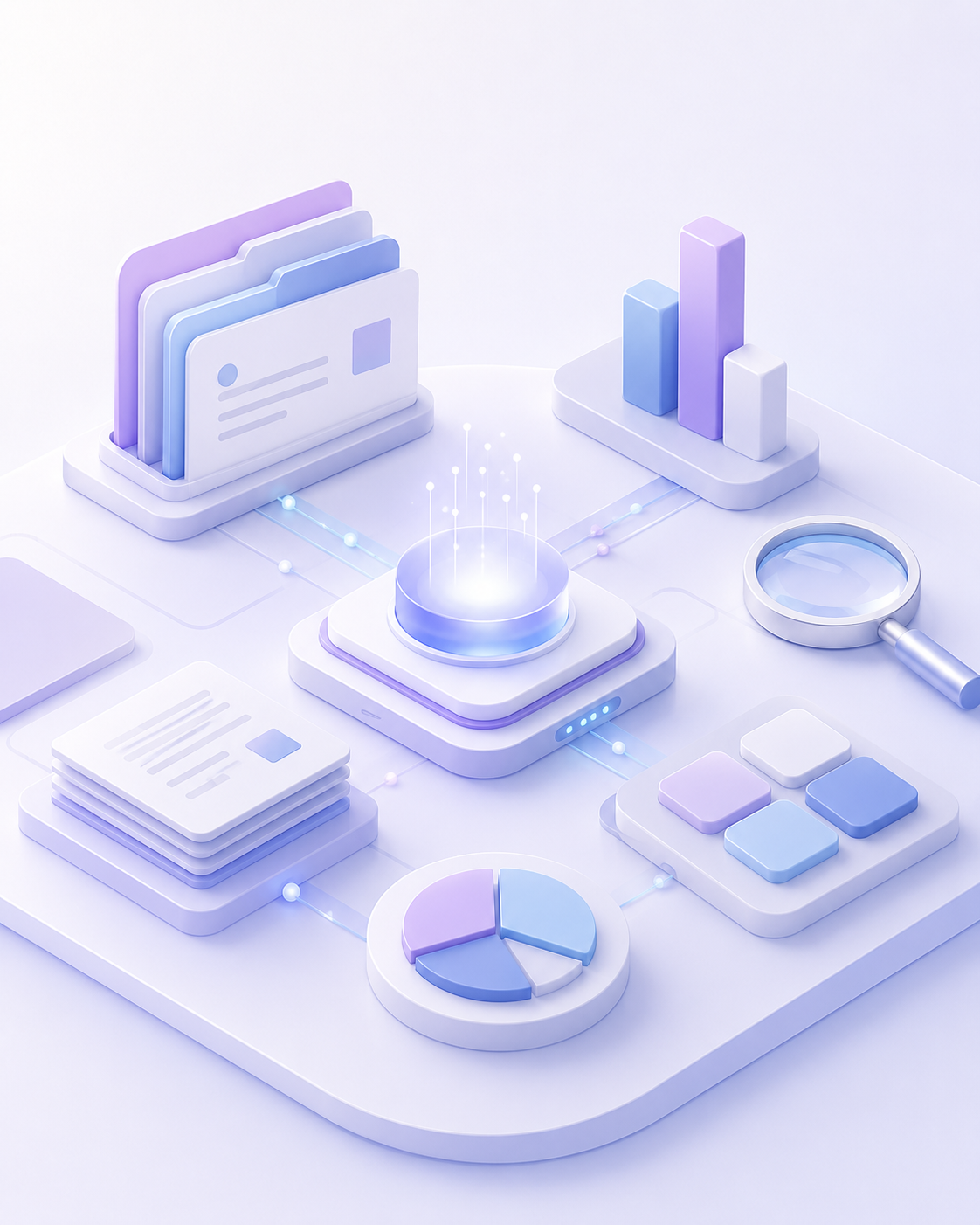 Software empresarial con paneles, datos y controles conectados